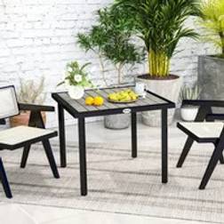 OutSunny Square Garden Dining Table with 5.4cm Parasol Hole