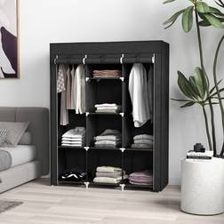 Homcom Fabric Portable with 8 Shelves 2 Hanging Rails Wardrobe