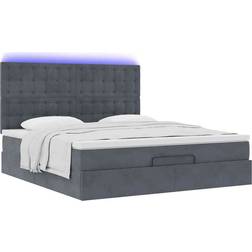 vidaXL Ottoman Sängram Med Madrasser Mörkgrå 180x200 cm Sängpaket