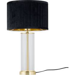 firstchoicelighting Aura Satin Brass with Black Pleated Velvet Shade Table Lamp