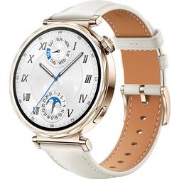 INF Urrem I Læder Til Huawei Watch GT5 18MM Hvid Guld