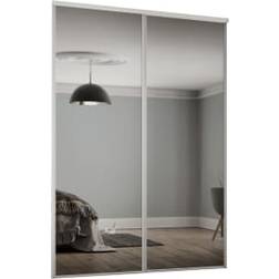 Spacepro Wardrobe White Framed Mirror Twinpack 2260mm 610mm Sliding Door (x)