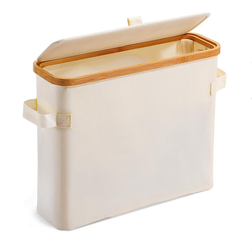SEM Bamboo Toilet Paper Storage Toilet Paper Stand with Lid Creamy-White