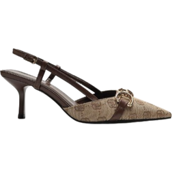 Shein Womens High Heeled Pointed Toe Shoes With Buckle Retro Vintage Floral Embroidery And Back Straps