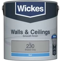 Wickes Vinyl Matt Emulsion Shadow No.230 Wall Paint Shadow Grey 2.5L