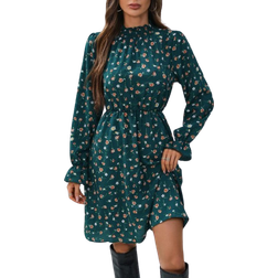 Shein Womens Full Printed Ruffle Sleeve Long Sleeve Dress