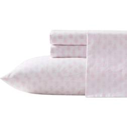 Laura Ashley Printed Cotton Percale Set Full with 2 Pillowcases Bed Sheet Pink (243.8x205.7cm)
