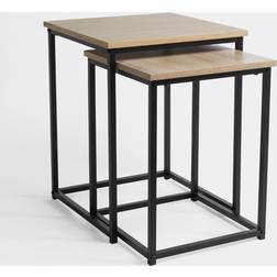 OHS Nest Of Tables Square Wood Top Modern End Side Living Room Set of 2 Nesting Table 40x40cm 2pcs