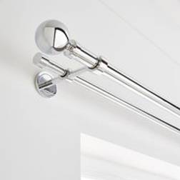 Dunelm Ashton Double Layer Extendable Metal Curtain Pole - Chrome