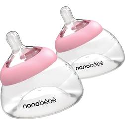 Nanobébé Bröstmjölksflaska Anti-Kolik 2-pack 150 ml Rosa