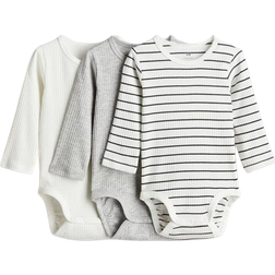 H&M Ribbad Body 3-Pack - Grå/Randig