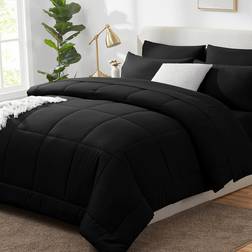 CozyLux Queen Comforter Set 7 Pieces Bedspread Black (223.5x223.5cm)