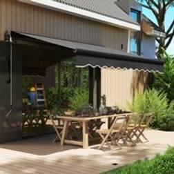 OutSunny 3 x 2.5m Electric Retractable Awning with Aluminium Frame Dark Grey