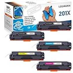 LOSMANN 5X Toner Kompatibel Med HP CF400X CF401X CF402X CF403X 201X 201A - Color Laserjet Pro