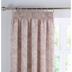 Dunelm Sofia Floral Pencil Pleat Curtains - Blush