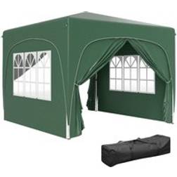 OutSunny 3m x 3m Pop-Up Gazebo Shelter with Accessories - Dark Green
