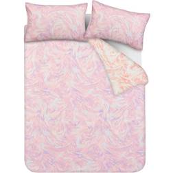 Sleepdown Luxury Soft Reversible Oiled Swirl Set - Duvet Cover Purple, Pink