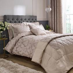 Catherine Lansfield Damask Jacquard and Pillowcase Set Duvet Cover Gold (200x135cm)