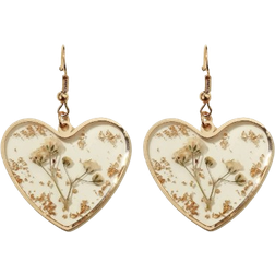 Shein Flower Design Heart Charm Drop Earrings
