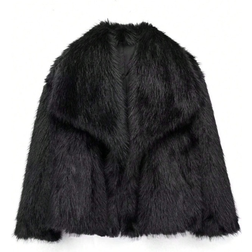 Shein Ladies Casual Luxury Solid Color Coat Warm Faux Fur Coat