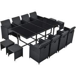 Juskys Polyrattan Sitzgruppe Baracoa Essgruppe, 1 Tisch einschl. 8 Stühle