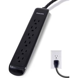 Philips Philips 6-Outlet Surge Protector 1080J 10ft Braided Cord Grounded Black SPC3064BGT1