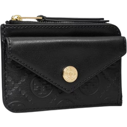 Tory Burch T Monogram Leather Zip Card Case - Black