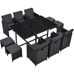 Juskys Polyrattan Sitzgruppe Baracoa XL Essgruppe, 1 Tisch einschl. 6 Stühle