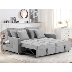 Latitude Run Comfortable 3-1 Convertible Bed With Adjustable Backrest Light Grey Sofa 167cm 2 Seater
