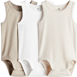 H&M Baby Beige 3-pak body uden ærmer 68 4-6M