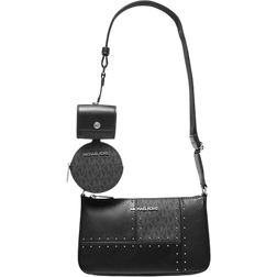 Michael Kors Jet Set Travel Small Metallic Patchwork and Signature Logo Crossbody Bag Black (ONE SIZE)