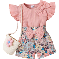 Shein st Baby Girls St Cap Sleeve Tshirt och tryckta shorts Set fr sommaren