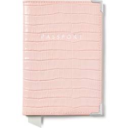 Aspinal of London Rose Crocodile Embossed Patent Leather Passport Cover - Rose