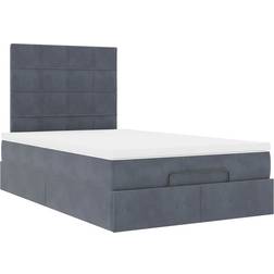vidaXL Ottoman Sängram Med Madrasser Mörkgrå 120x200 cm Sammet Sängpaket