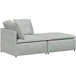vidaXL Modulsoffa Med Fotpall Och Dynor Ljusgrå Soffa