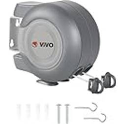 Vivo Technologies Retractable Washing Line 30m Outdoor Heavy Duty Wall Mounted Double Washing Lines - White