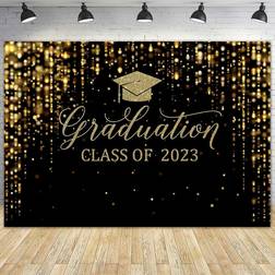 FitVille Msocio 7 x 5 ft Durable Polyester Black Congrats Backdrop