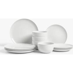 John Lewis Dine Porcelain Coupe Dinnerware 12 Piece White Dinner Set 12pcs