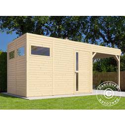 Dancover Redskabsskur Haveskur i Træ m/udhæng Bertilo Cubus 3L 5,58 x 2,34 x 2,32 m