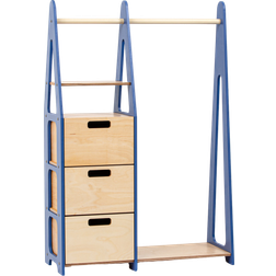 Duck Woodworks Children Wardrobe with Drawers Blue