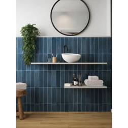 Wickes Arabella Midnight Blue Gloss Ceramic Wall Tile 300 x 75mm