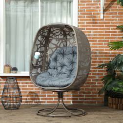 OutSunny Foldable Egg Chair with Cushions indoor outdoor Swivel Lounger Grey