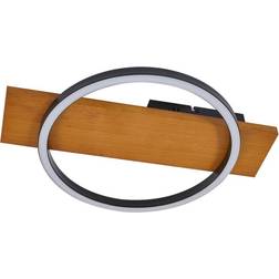 Lindby Galad Black/Wood Ceiling Flush Light ∅ 30cm