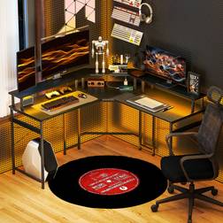 Homcom L Shaped Corner Computer Desk with Monitor Stand Black Writing Desk