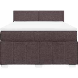 vidaXL Ramsäng Med Madrass Mörkbrun 140x190 cm Sängpaket