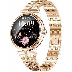 MTP Products AK73 Smart Watch til Kvinder med Rhinestone-rem i Rustfrit Stål Guld