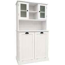 Bed Bath & Beyond 2-Compartment Tilt-Out Laundry Hamper Tall Bathroom Cabinet with Shelves 32.68 In W X 59.69 In H X 14.57 In D