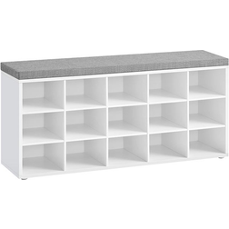 Songmics Med Sittbänk 15 Fack Vit Grå Skoställ 104.9x48cm