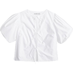 Abercrombie & Fitch Short-Sleeve Tie-Front Top White