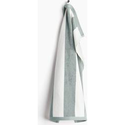 H&M Randig Handduk Grön 50x70 Salviagrön Gästhandduk Grön, Vit (70x50cm)